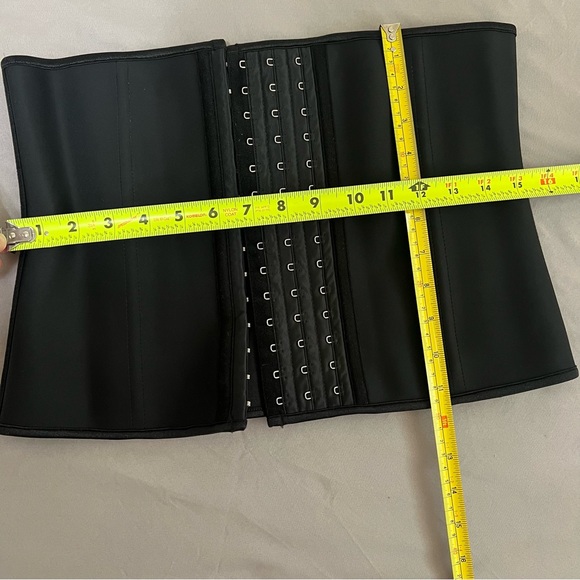 Yianna women’s black Latex waist trainer Hook And Eye size L - Picture 11 of 11